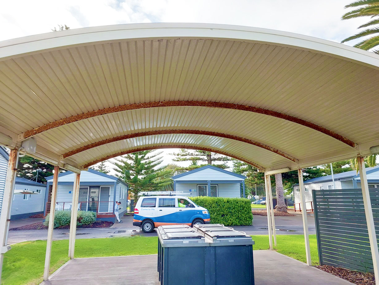 Residential pergola rust repair before in Perth